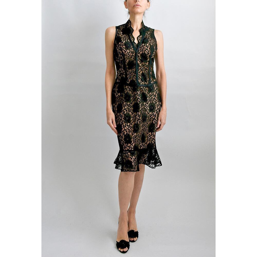 Vintage Laundry by Shelli Segal V-neck Black Lace Corset Bodice Dress Size 2